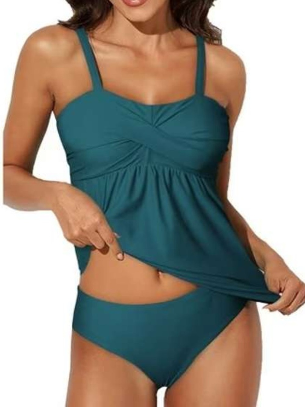 Women’s Two-Piece Swim Tankini Set — Teal